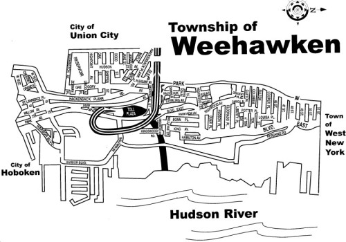 The official town map of Weehawken - half the track will be here...