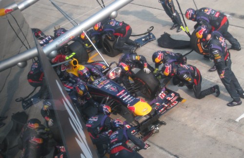 Calm before the storm - Webber's final stop. Photo: AC